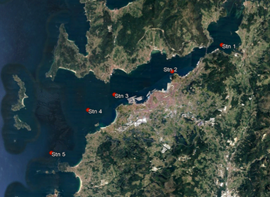 Puntos de recogida muestras de la Ría de Vigo